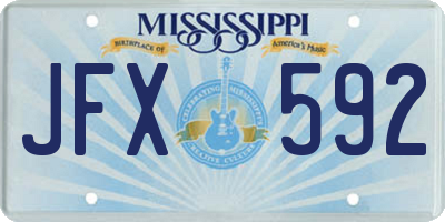 MS license plate JFX592