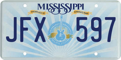MS license plate JFX597