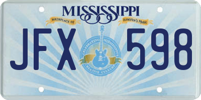 MS license plate JFX598
