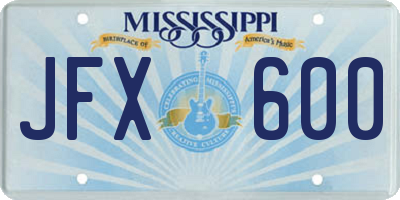 MS license plate JFX600