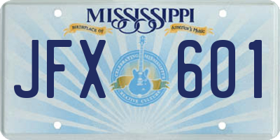 MS license plate JFX601