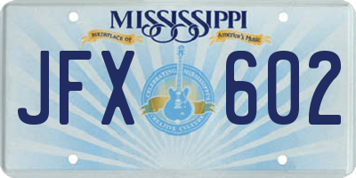 MS license plate JFX602
