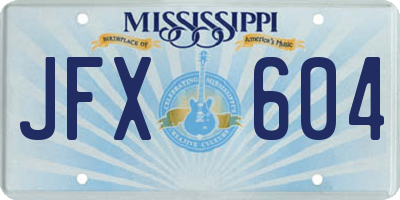 MS license plate JFX604