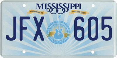 MS license plate JFX605