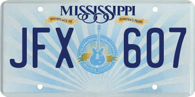MS license plate JFX607