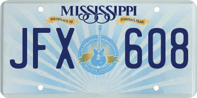 MS license plate JFX608