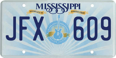 MS license plate JFX609
