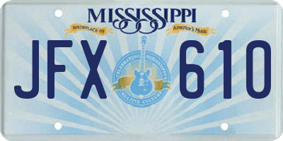 MS license plate JFX610