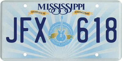 MS license plate JFX618