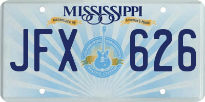 MS license plate JFX626