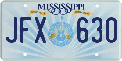 MS license plate JFX630