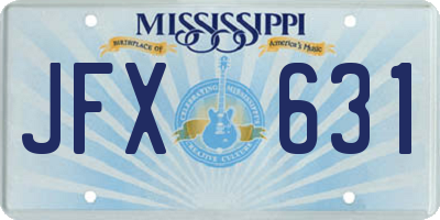 MS license plate JFX631