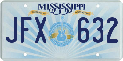 MS license plate JFX632