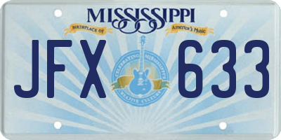 MS license plate JFX633