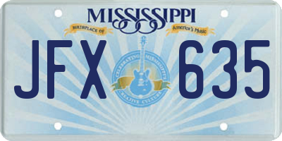 MS license plate JFX635