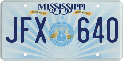 MS license plate JFX640