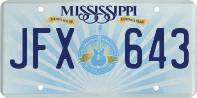 MS license plate JFX643