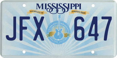 MS license plate JFX647