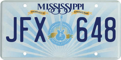 MS license plate JFX648