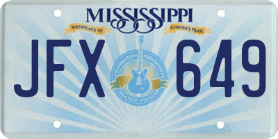 MS license plate JFX649