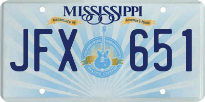 MS license plate JFX651