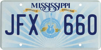 MS license plate JFX660