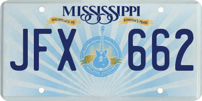 MS license plate JFX662