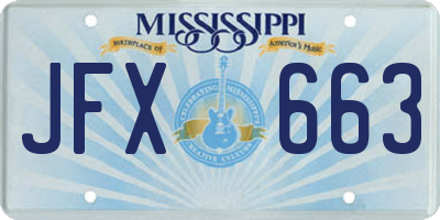 MS license plate JFX663
