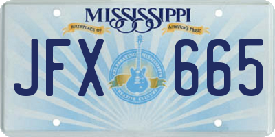 MS license plate JFX665