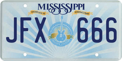 MS license plate JFX666