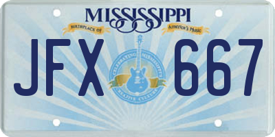 MS license plate JFX667