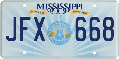 MS license plate JFX668