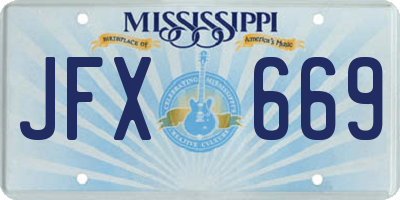 MS license plate JFX669