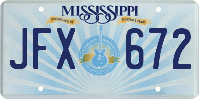 MS license plate JFX672