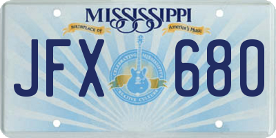 MS license plate JFX680