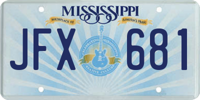 MS license plate JFX681