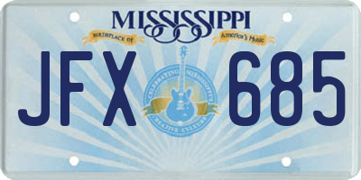 MS license plate JFX685