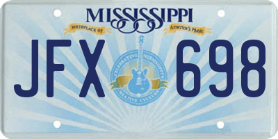 MS license plate JFX698