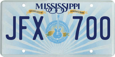 MS license plate JFX700