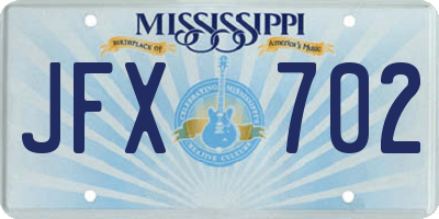 MS license plate JFX702