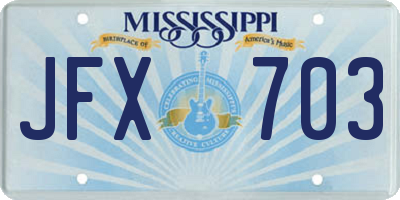 MS license plate JFX703