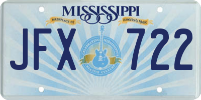 MS license plate JFX722
