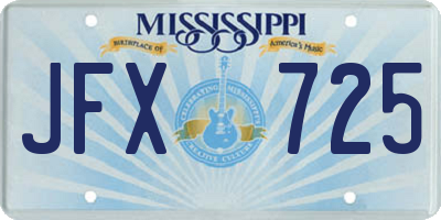 MS license plate JFX725