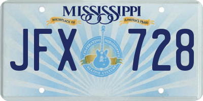 MS license plate JFX728