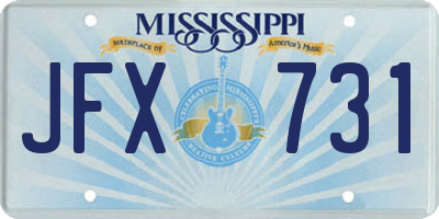 MS license plate JFX731