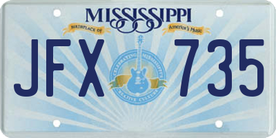 MS license plate JFX735