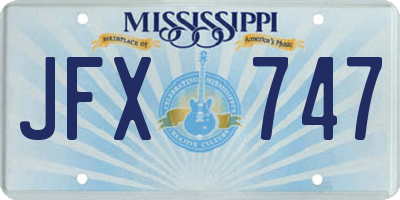 MS license plate JFX747
