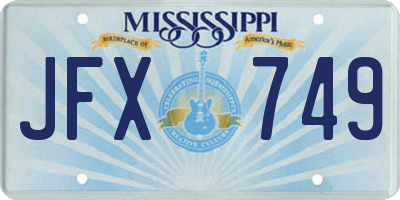 MS license plate JFX749