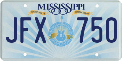 MS license plate JFX750