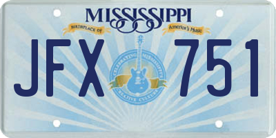 MS license plate JFX751